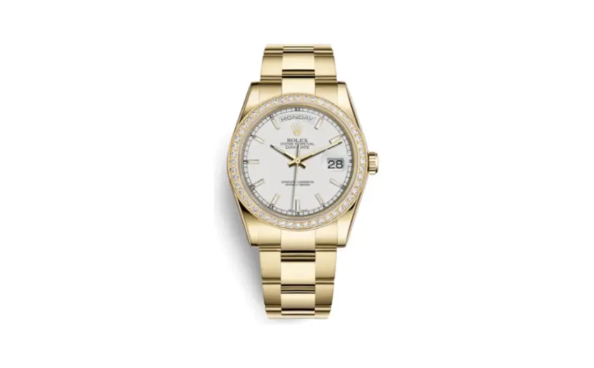 Rolex Day-Date 36 Yellow Gold Diamonds / Oyster / White