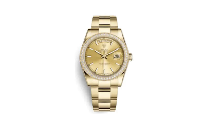 Rolex Day-Date 36 Yellow Gold Diamonds / Oyster / Champagne