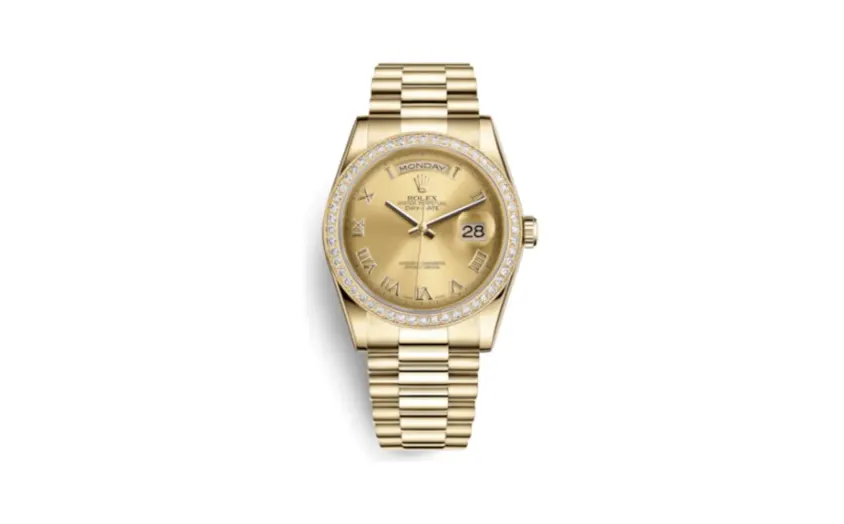 Rolex Day-Date 36 Yellow Gold Diamonds / President / Champagne Roman