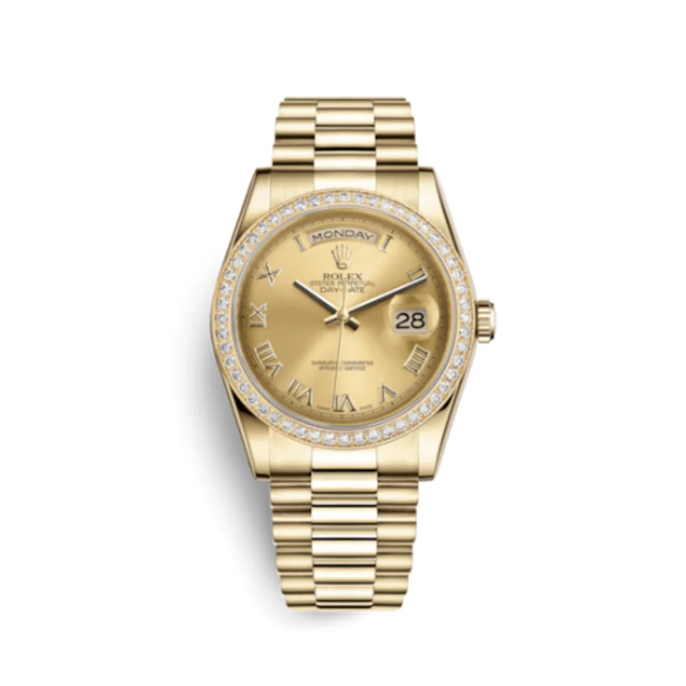 Rolex Day-Date 36 Yellow Gold Diamonds / President / Champagne Roman