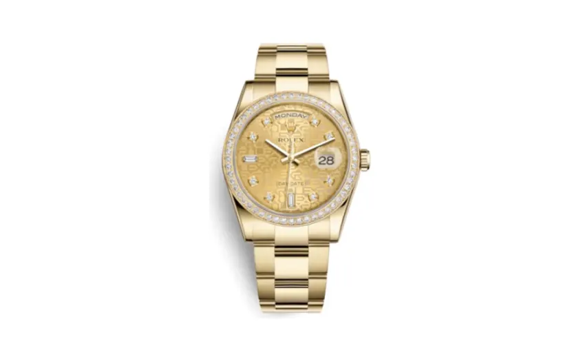 Rolex Day-Date 36 Yellow Gold Diamonds / Oyster / Champagne Computer