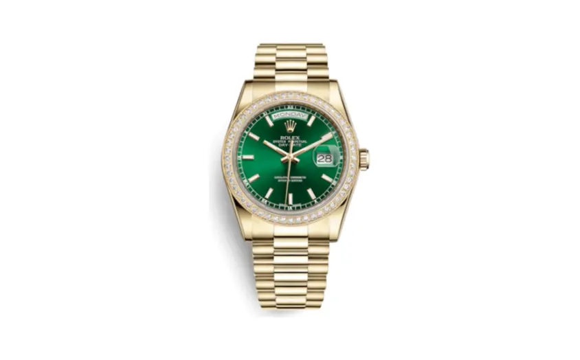 Rolex Day-Date 36 Yellow Gold Diamonds / President / Green