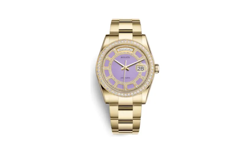 Rolex Day-Date 36 Yellow Gold Diamonds / Oyster / Lavender Jade Carousel