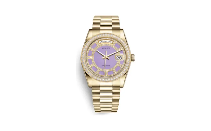 Rolex Day-Date 36 Yellow Gold Diamonds / President / Lavender Jade Carousel