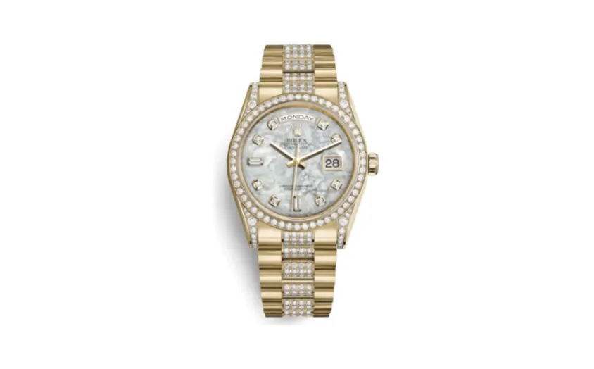 Rolex Day-Date 36 Yellow Gold Diamonds / President Diamonds / MOP