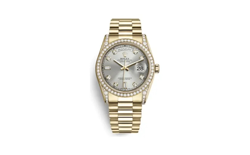 Rolex Day-Date 36 Yellow Gold Diamonds / President / Silver Diamond