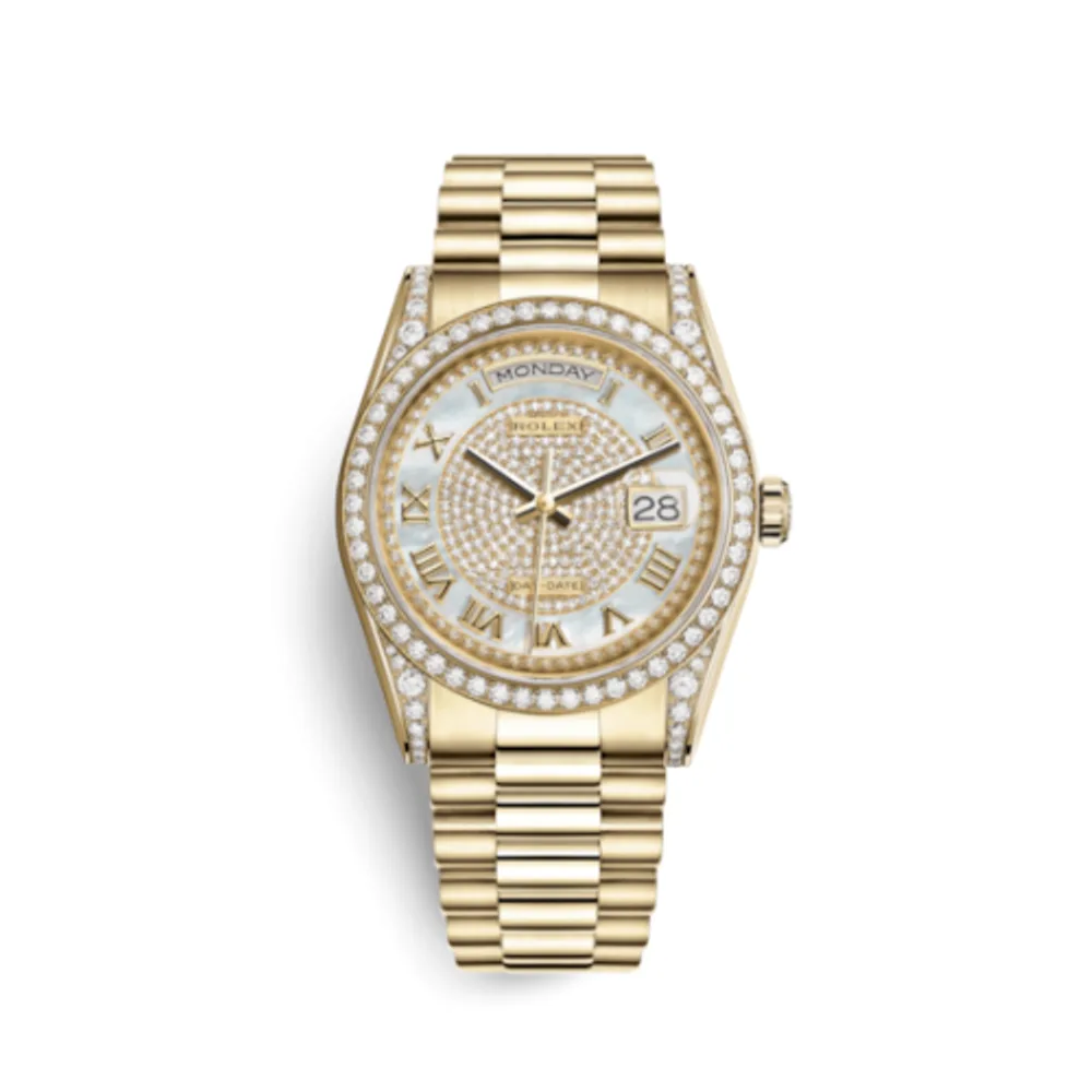 Rolex Day-Date 36 Yellow Gold Diamonds / President / Paved Roman