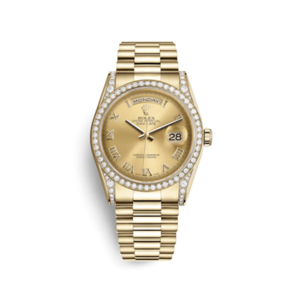 Rolex Day-Date 36 Yellow Gold Diamonds / President / Champagne Roman