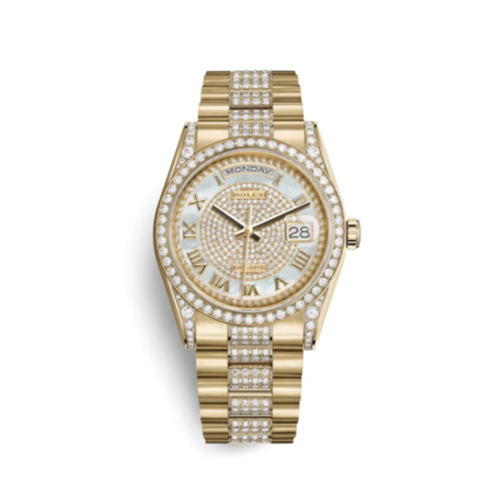 Rolex Day-Date 36 Yellow Gold Diamonds / President Diamonds / Paved MOP