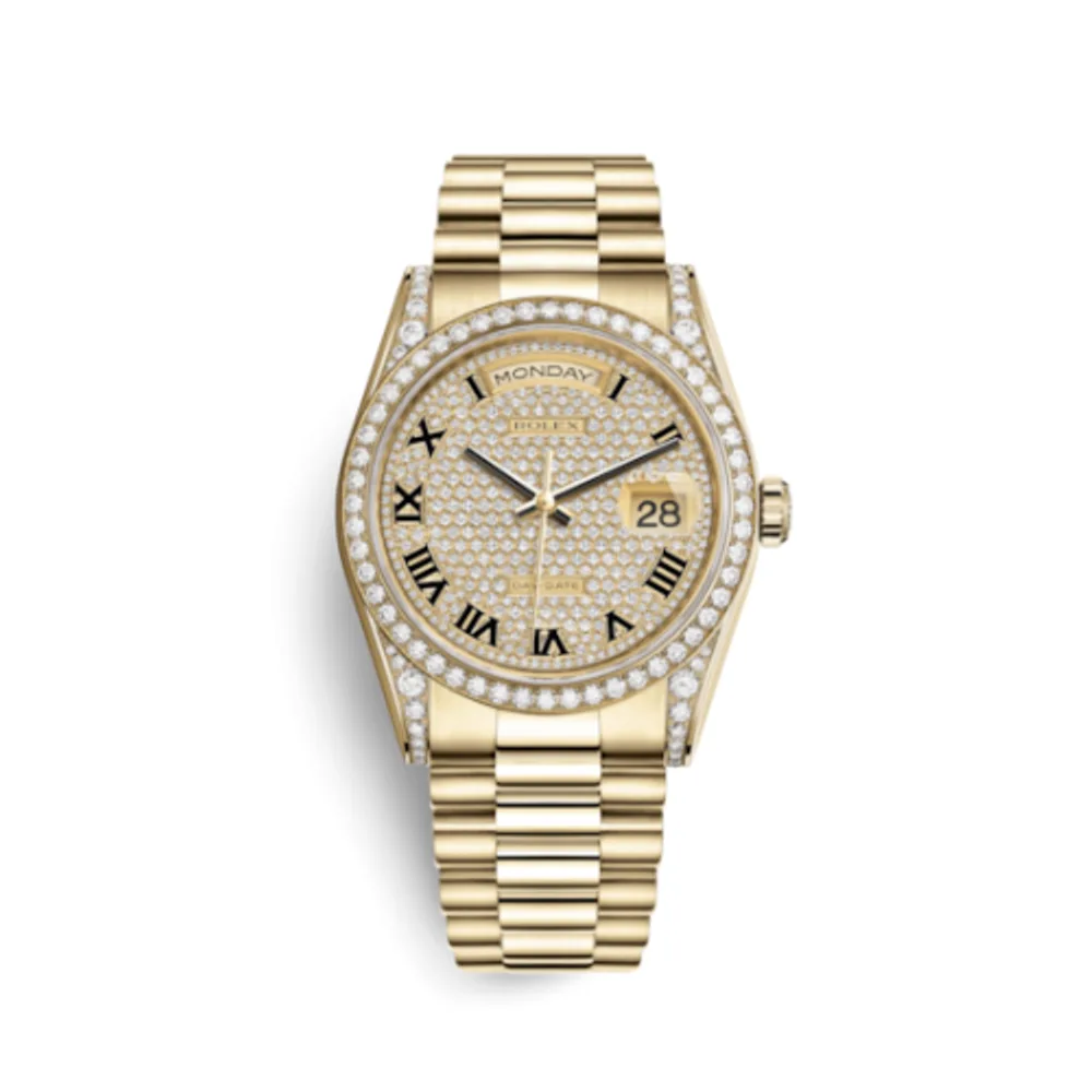 Rolex Day-Date 36 Yellow Gold Diamonds / President / Paved Roman