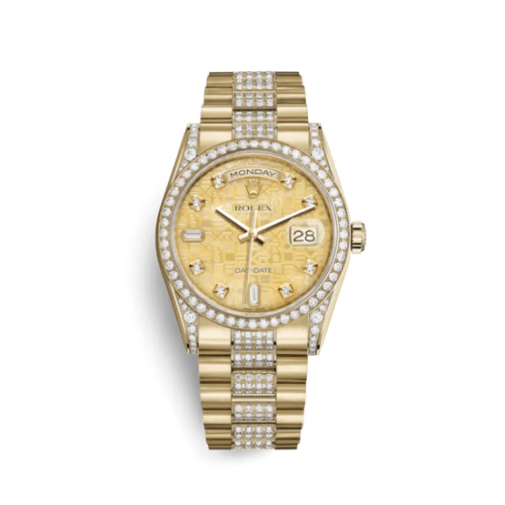 Rolex Day-Date 36 Yellow Gold Diamonds / President Diamonds / Champagne Computer