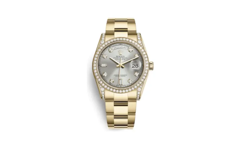 Rolex Day-Date 36 Yellow Gold Diamonds / Oyster / Silver Diamond