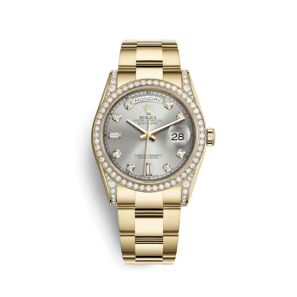 Rolex Day-Date 36 Yellow Gold Diamonds / Oyster / Silver Diamond
