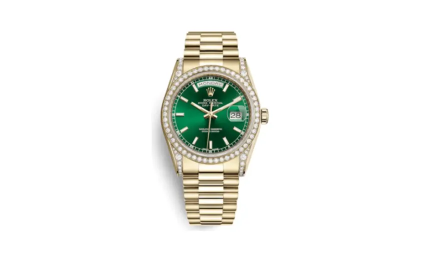 Rolex Day-Date 36 Yellow Gold Diamonds / President / Green