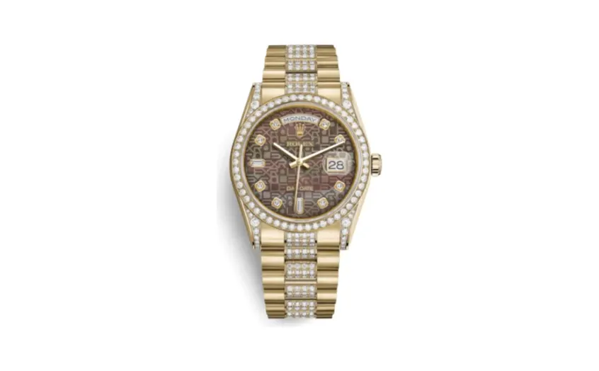 Rolex Day-Date 36 Yellow Gold Diamonds / President Diamonds / Black MOP Computer
