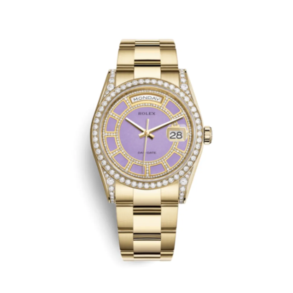 Rolex Day-Date 36 Yellow Gold Diamonds / Oyster / Lavender Jade Carousel