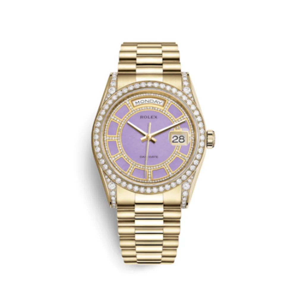Rolex Day-Date 36 Yellow Gold Diamonds / President / Lavender Jade Carousel