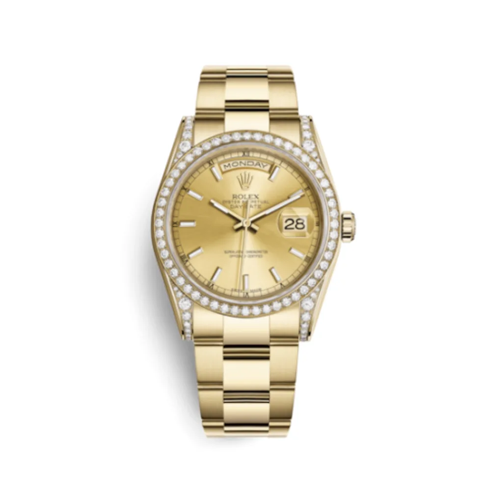 Rolex Day-Date 36 Yellow Gold Diamonds / Oyster / Champagne
