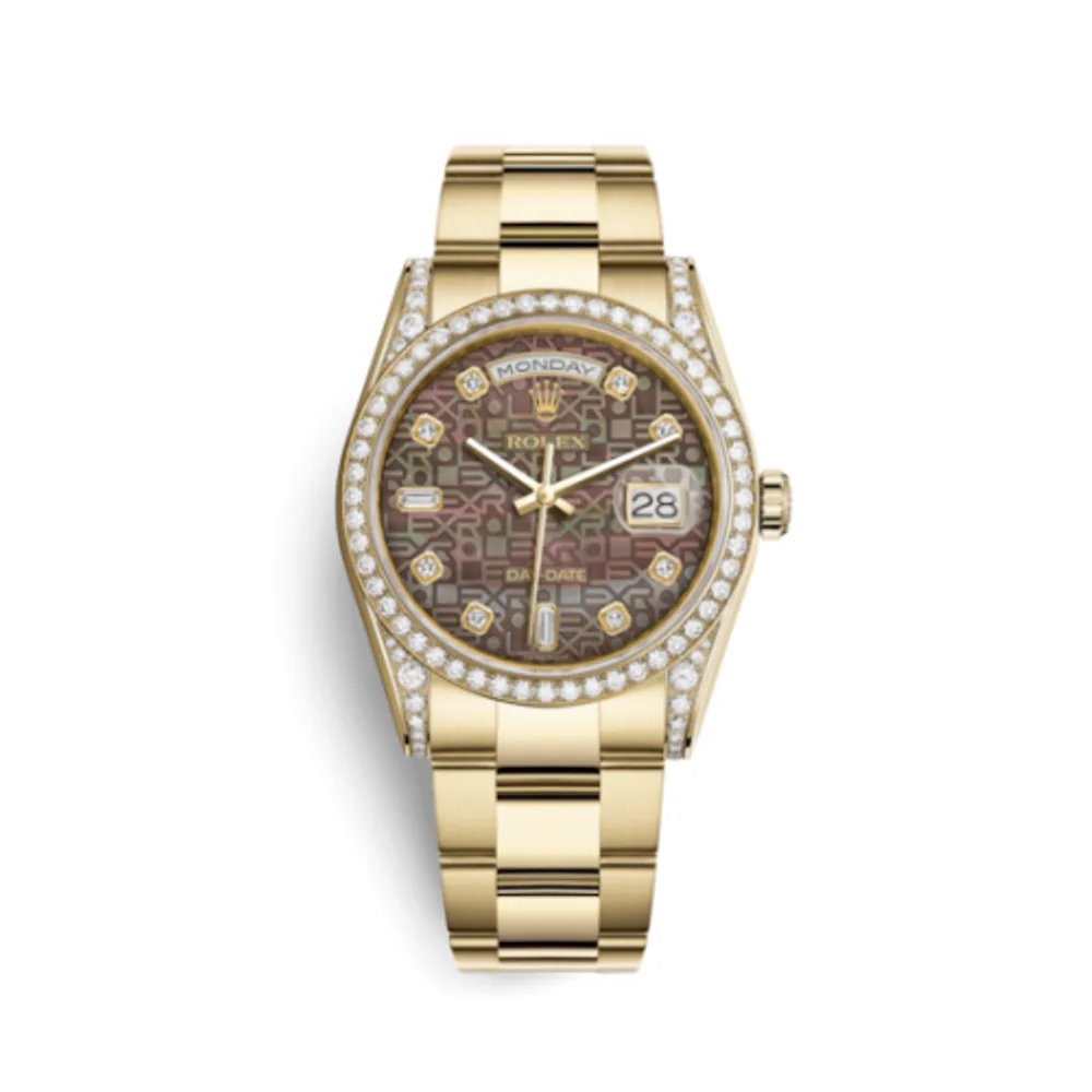 Rolex Day-Date 36 Yellow Gold Diamonds / Oyster / Black MOP Computer