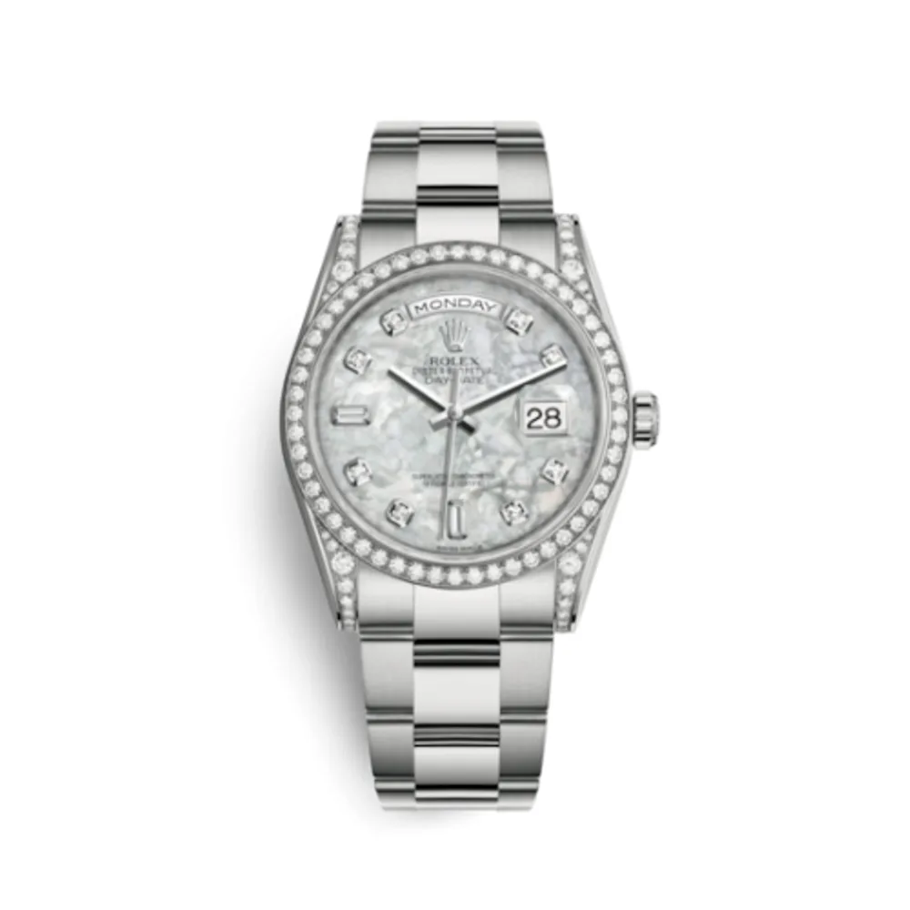 Rolex Day-Date 36 White Gold Diamonds / Oyster / MOP