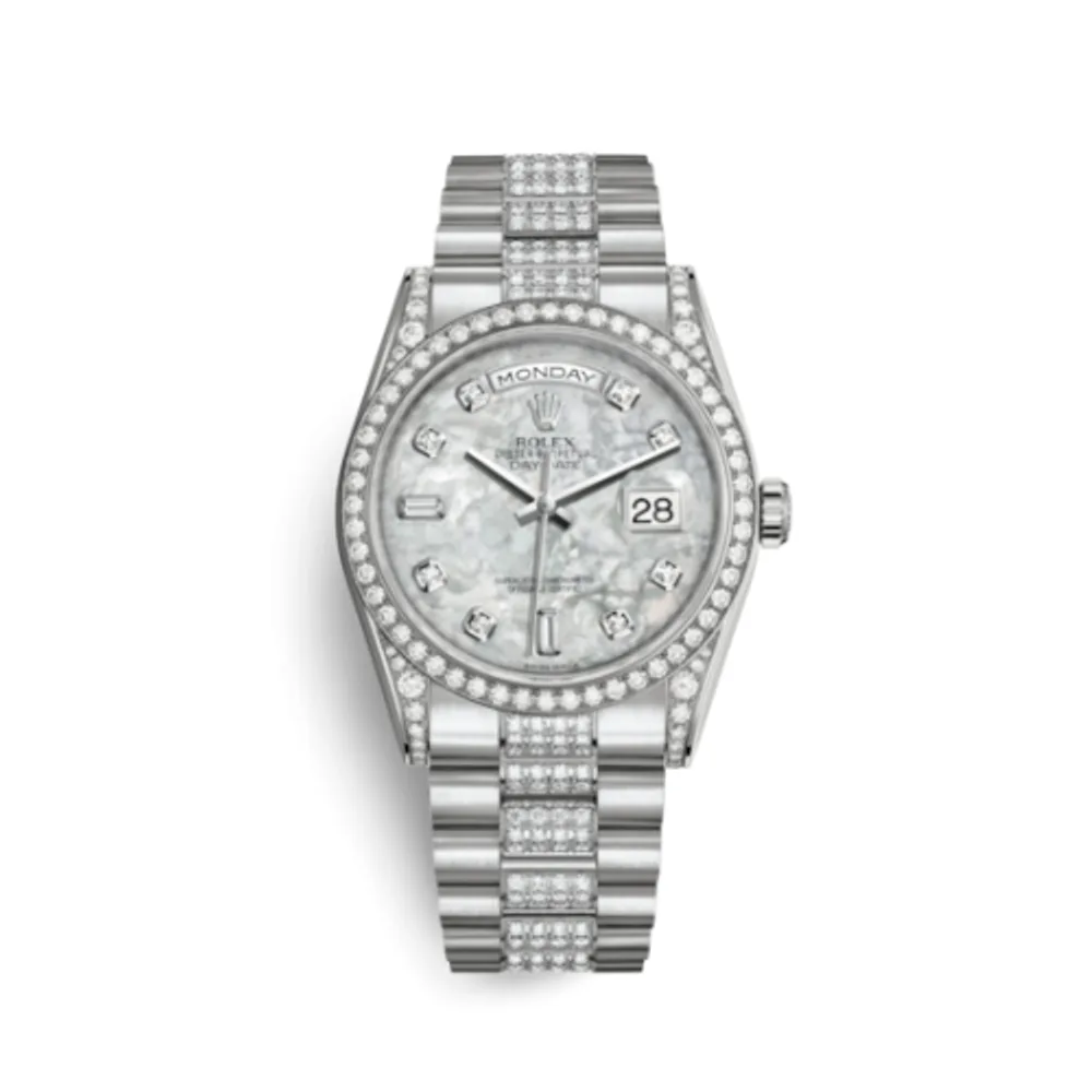 Rolex Day-Date 36 White Gold Diamonds / President Diamond / MOP