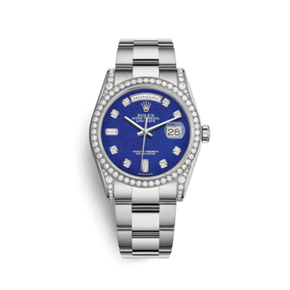 Rolex Day-Date 36 White Gold Diamonds / President / Lapis