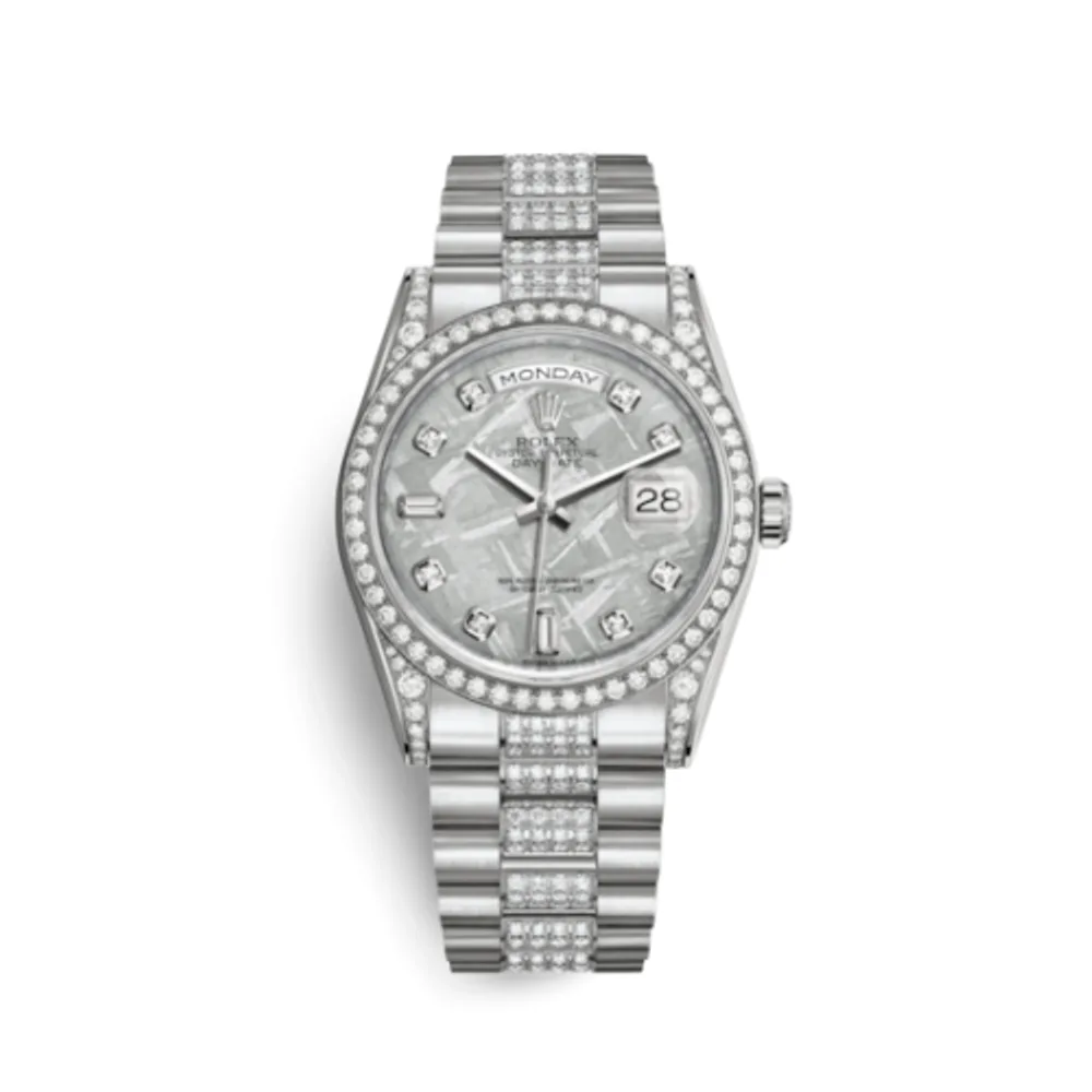 Rolex Day-Date 36 White Gold Diamonds / President Diamonds / Meteorite