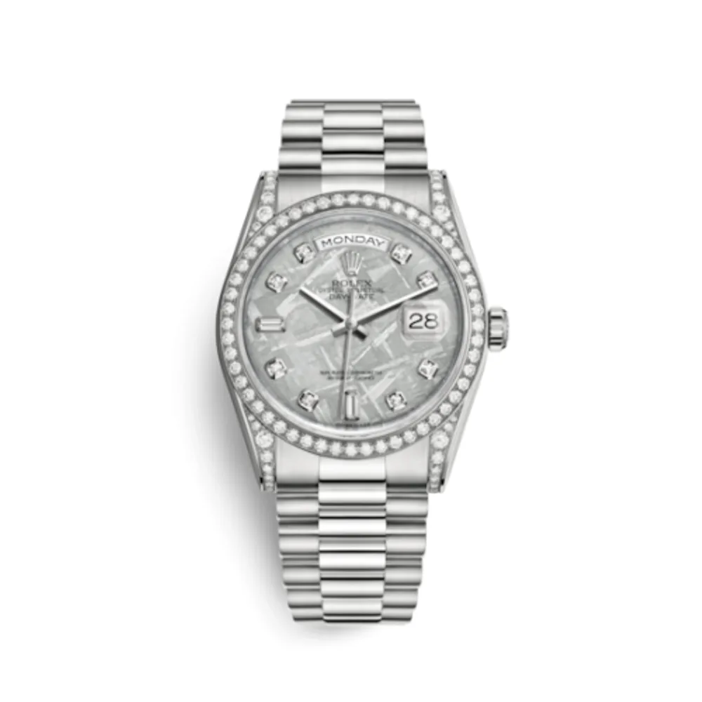 Rolex .Day-Date 36 White Gold Diamonds / President / Meteorite