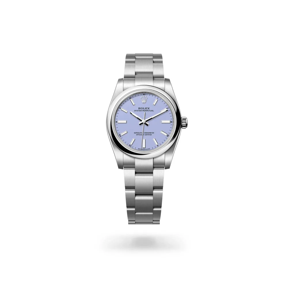 Rolex Oyster Perpetual 34, Oystersteel, Lavender dial