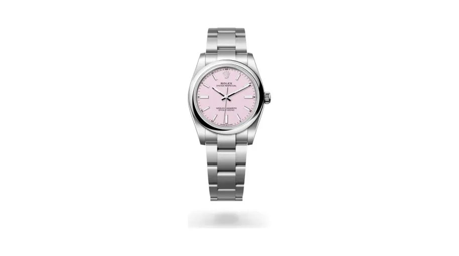 Rolex Oyster Perpetual 34, Oystersteel, Candy pink dial