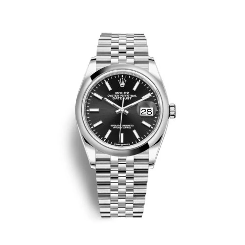 Rolex Datejust 36 Stainless Steel / Domed / Black / Jubilee
