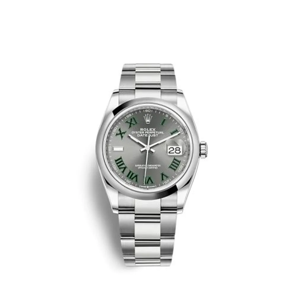 Rolex Datejust 36 Stainless Steel / Domed / Slate - Roman / Oyster