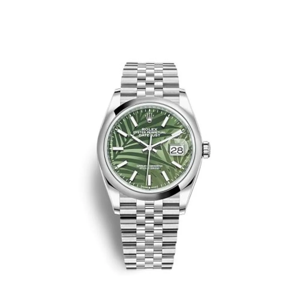 Rolex Datejust 36 Stainless Steel / Domed / Green Palm / Jubilee