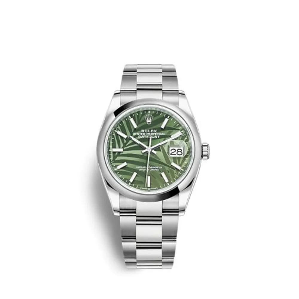 Rolex Datejust 36 Stainless Steel / Domed / Green Palm / Oyster