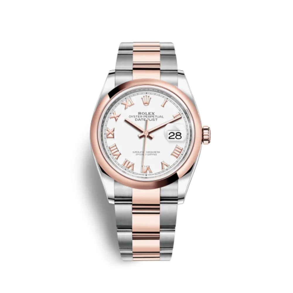 Rolex Datejust 36 Stainless Steel / Everose / Smooth / White Roman / Oyster