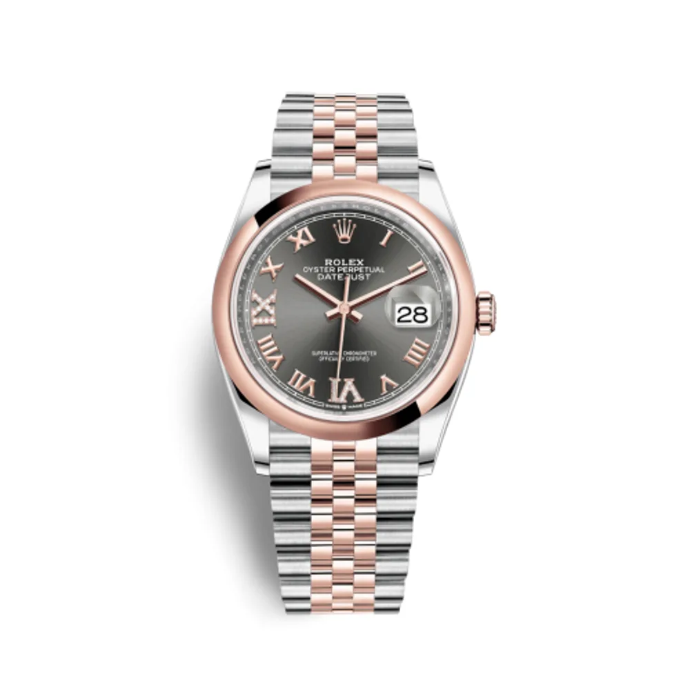 Rolex Datejust 36 Stainless Steel / Everose / Smooth / Slate Roman Diamond / Jubilee