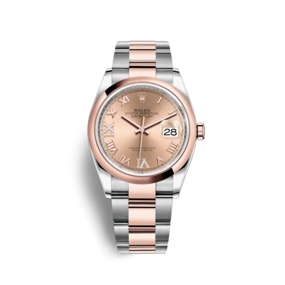 Rolex Datejust 36 Stainless Steel / Everose / Smooth / Rose Roman Diamond / Oyster