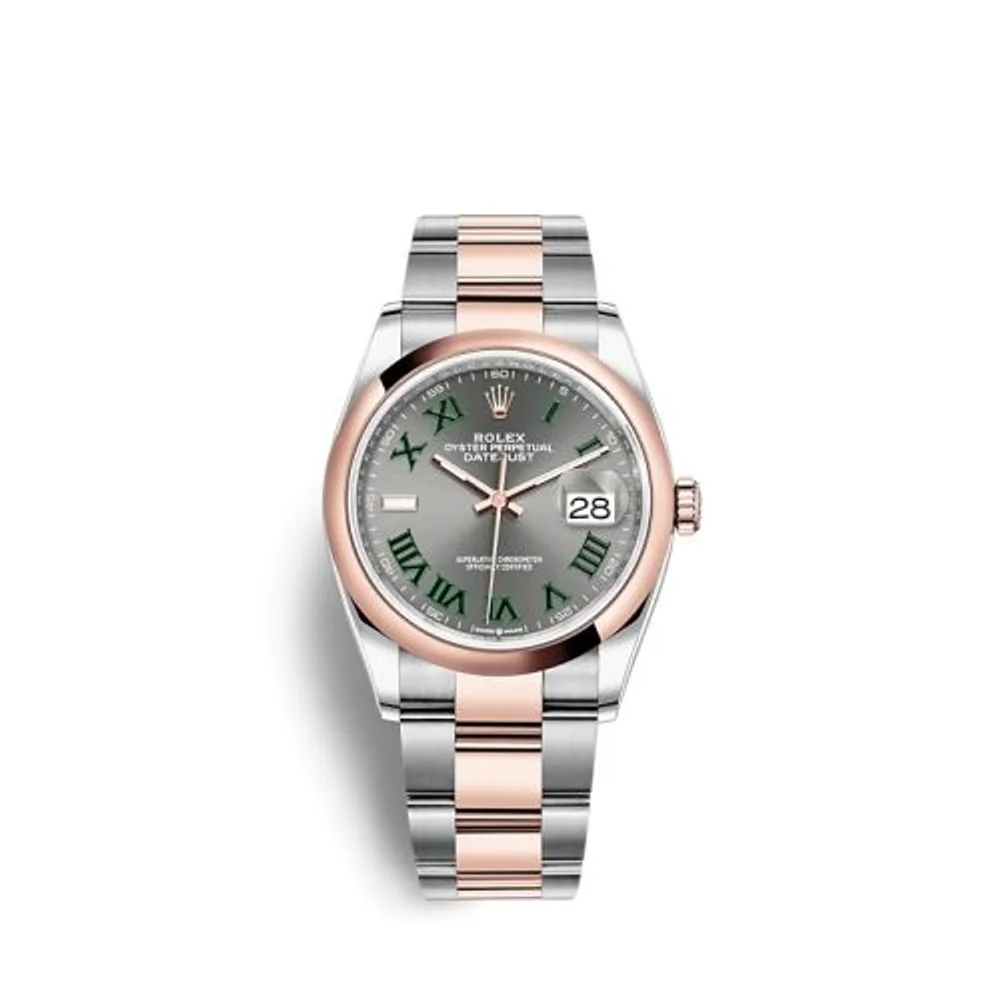 Rolex Datejust 36 Stainless Steel / Everose / Domed / Slate - Roman / Oyster