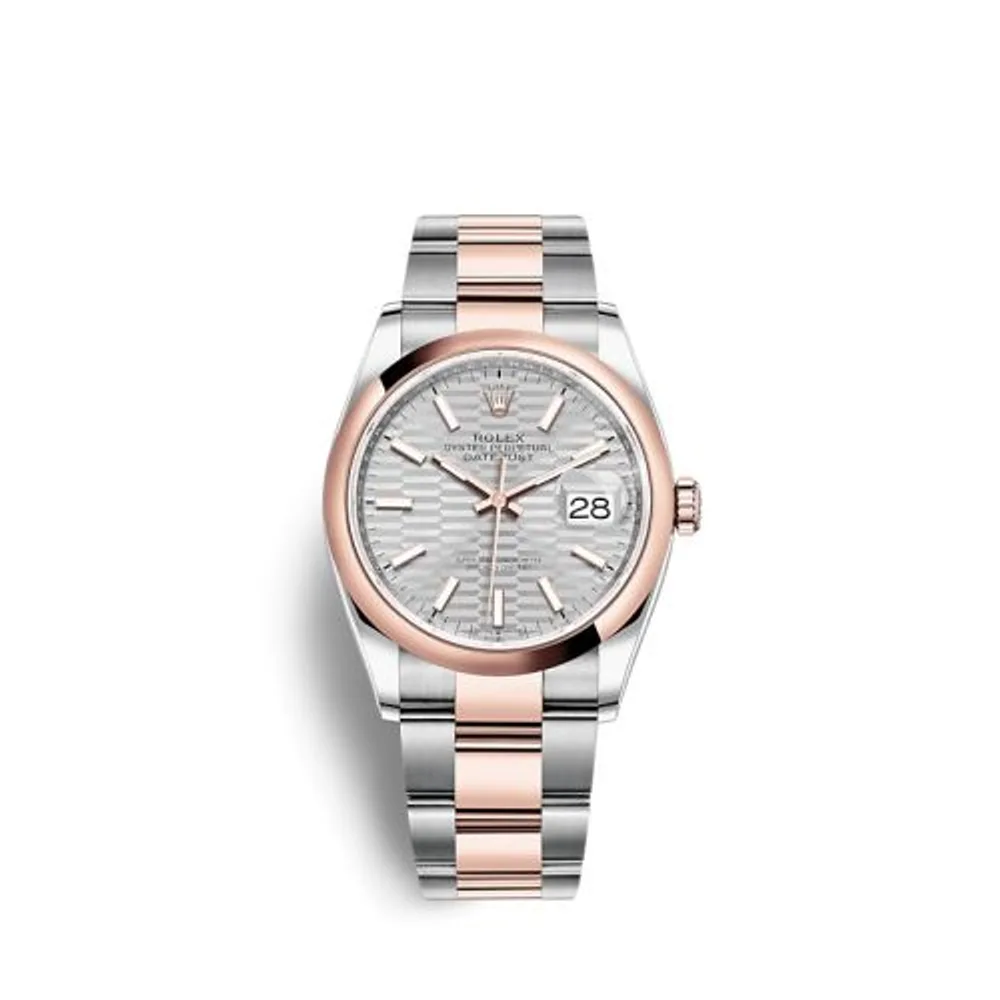 Rolex Datejust 36 Stainless Steel / Everose / Domed / Silver - Fluted / Oyster