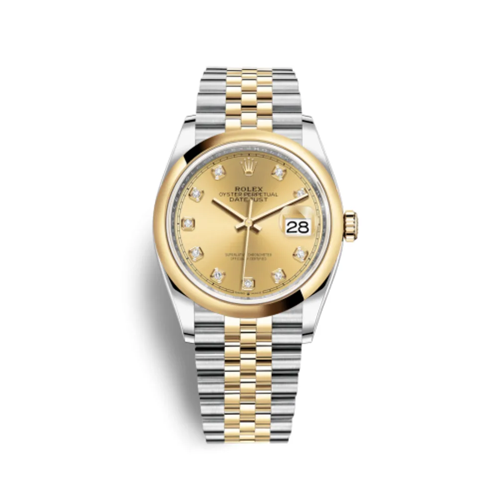 Rolex Datejust 36 Stainless Steel / Yellow Gold / Smooth / Champagne Diamond / Jubilee