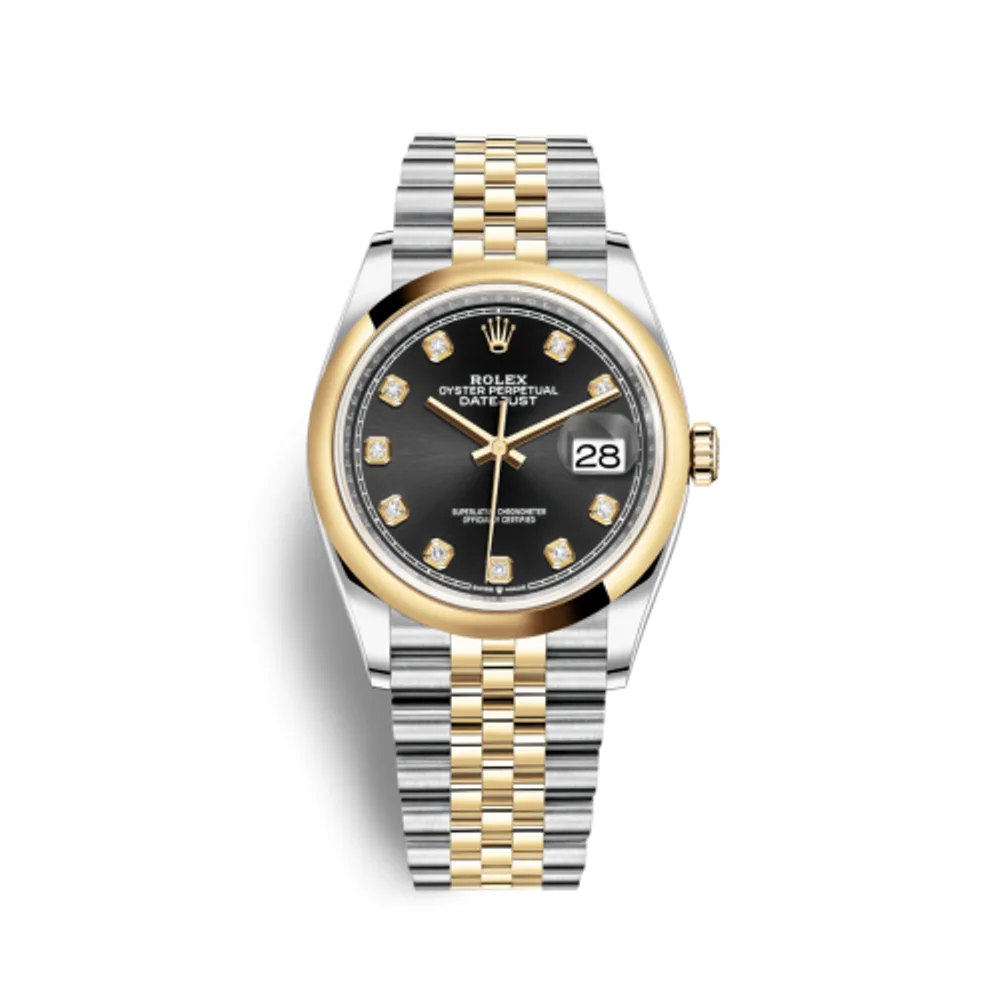 Rolex Datejust 36 Stainless Steel / Yellow Gold / Smooth / Black Diamond / Jubilee