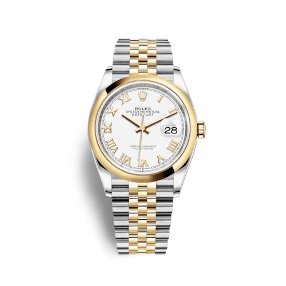 Rolex Datejust 36 Stainless Steel / Yellow Gold / Smooth / White Roman / Jubilee