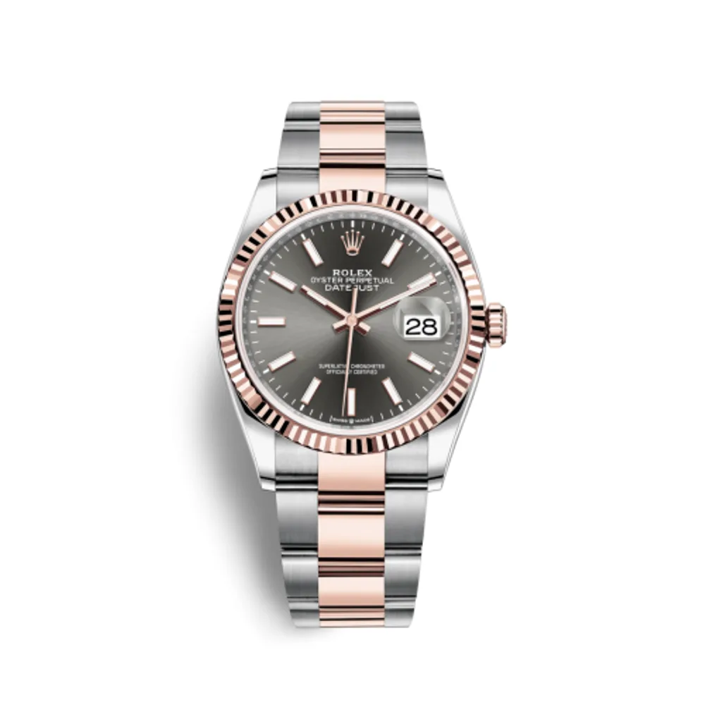 Rolex Datejust 36 Stainless Steel / Everose / Fluted / Slate / Oyster
