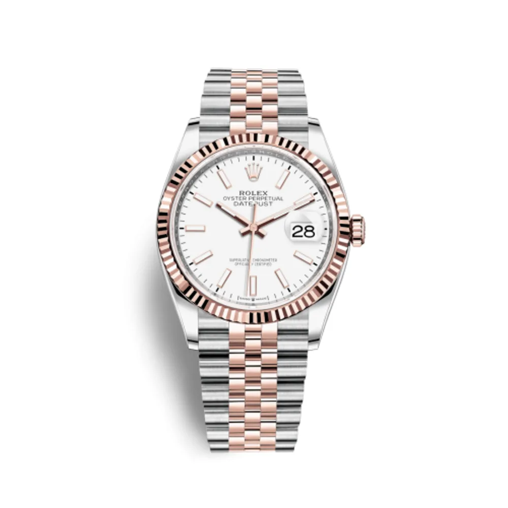 Rolex Datejust 36 Stainless Steel / Everose / Fluted / White / Jubilee