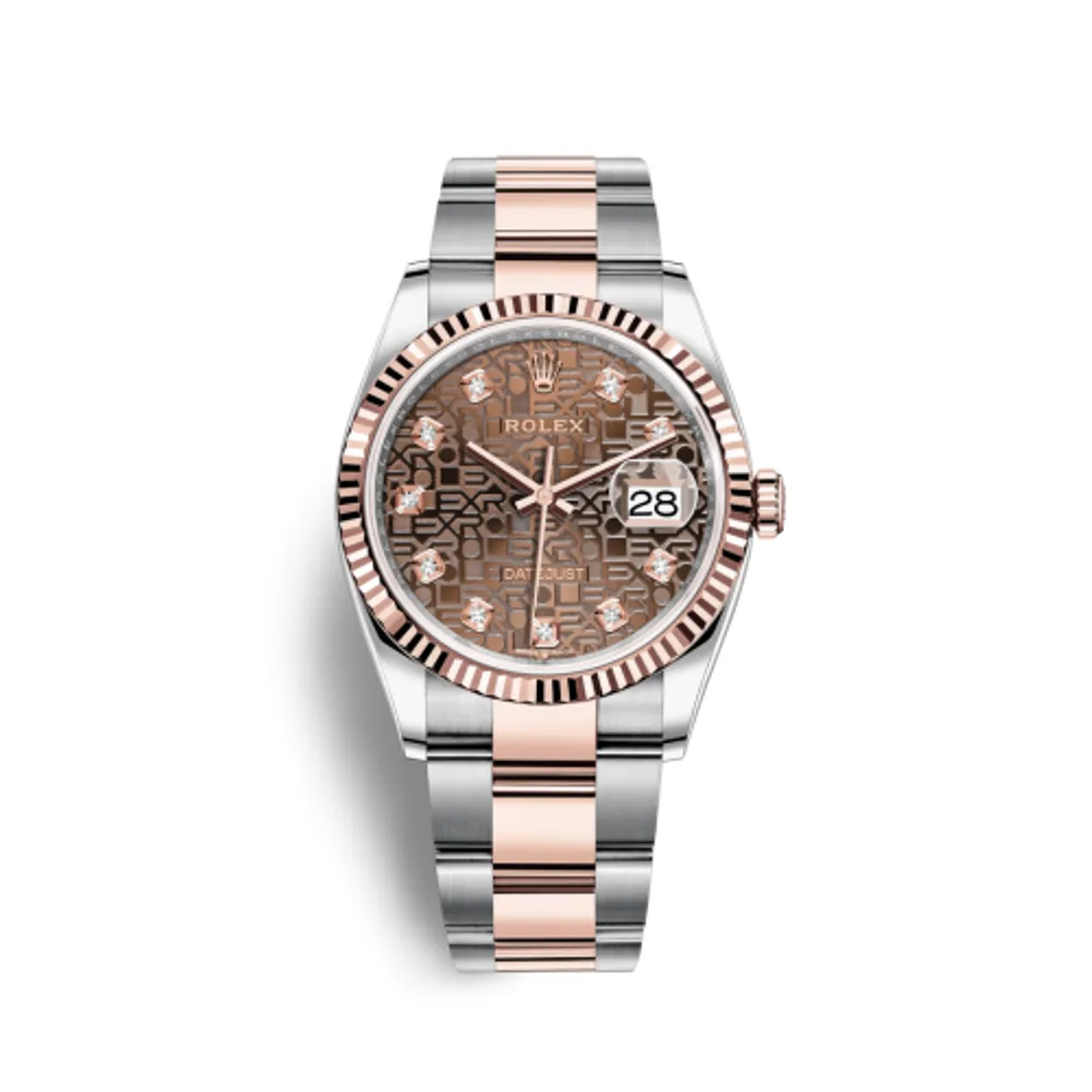 Rolex Datejust 36 Stainless Steel / Everose / Fluted / Chocolate Computer / Oyster