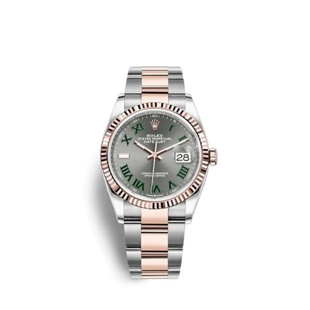 Rolex Datejust 36 Stainless Steel / Everose / Fluted / Slate - Roman / Oyster