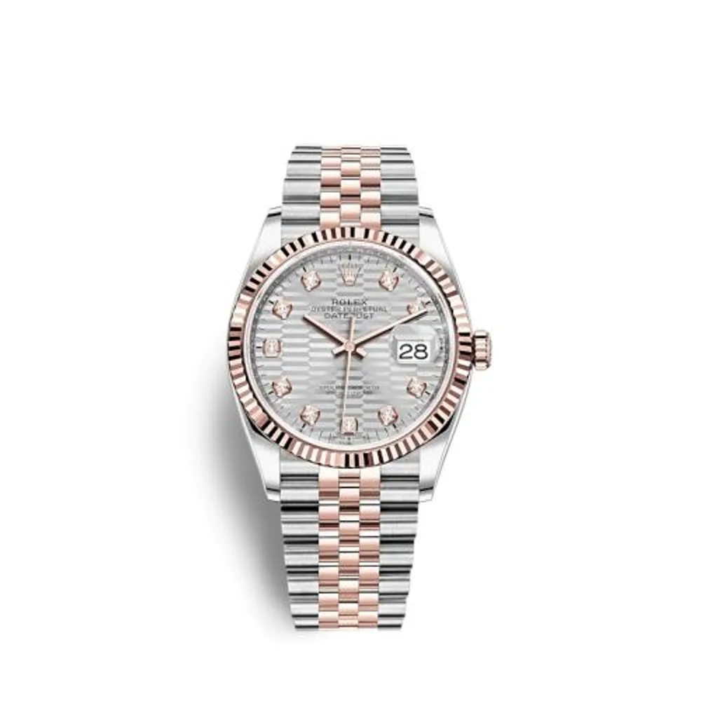Rolex Datejust 36 Stainless Steel / Everose / Fluted / Silver - Fluted - Diamond / Jubilee