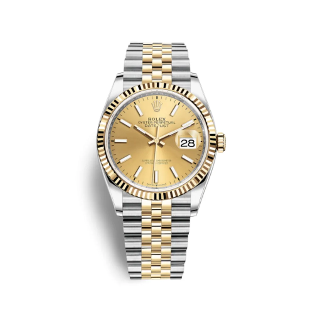 Rolex Datejust 36 Stainless Steel / Yellow Gold / Fluted / Champagne / Jubilee