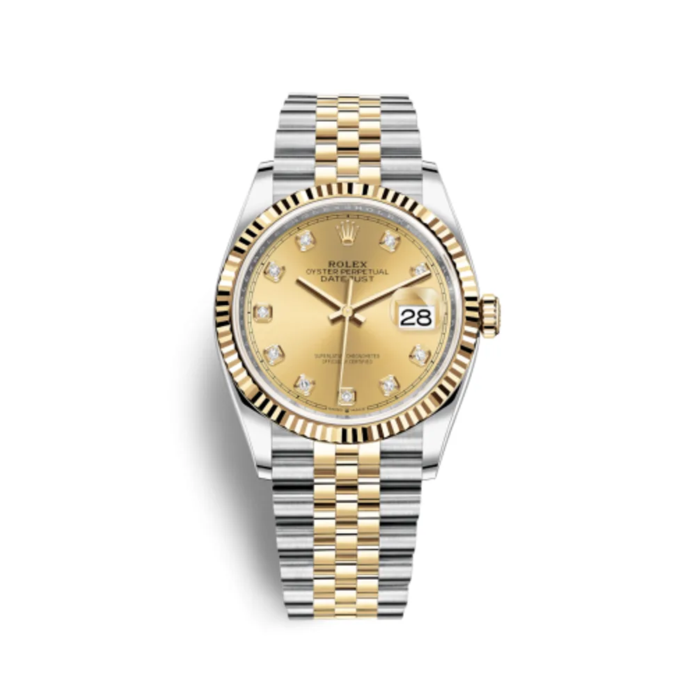 Rolex Datejust 36 Stainless Steel / Yellow Gold / Fluted / Champagne Diamond / Jubilee