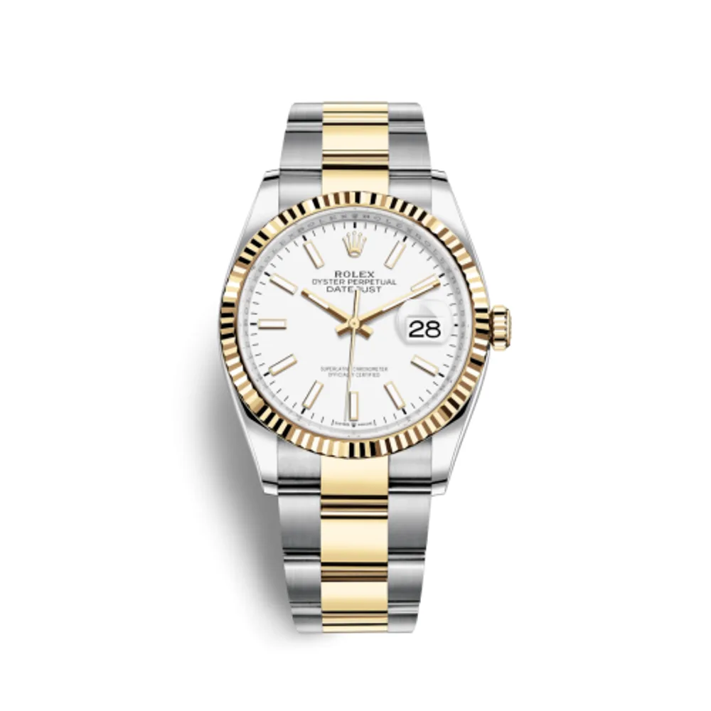 Rolex Datejust 36 Stainless Steel / Yellow Gold / Fluted / White / Oyster
